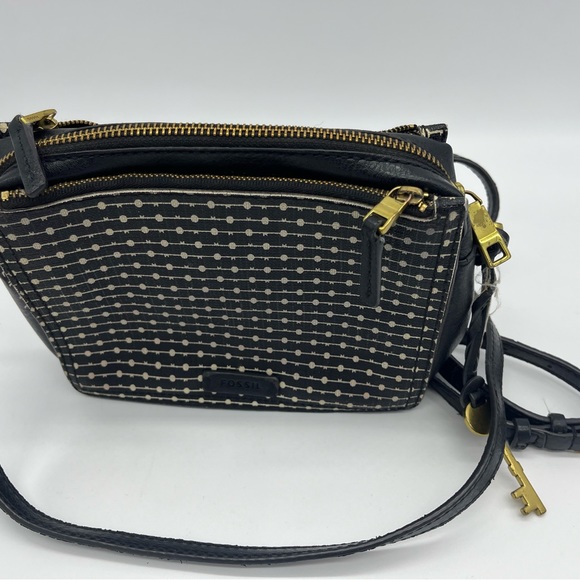 FOSSIL Campbell Crossbody Black Stripe Purse - Picture 3 of 9